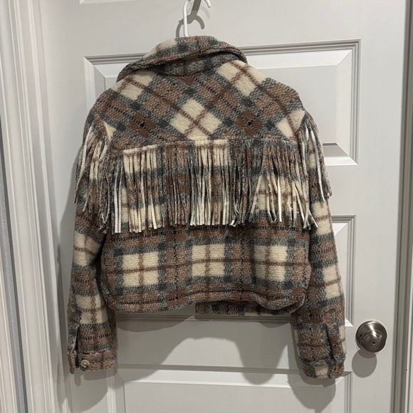 Blank NYC Take Note Plaid Fringe Coat Small - Picture 2 of 4